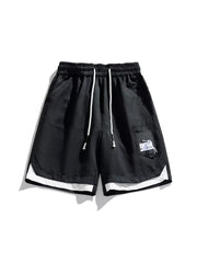 Men's Plus Size Drawstring Cargo Shorts in Cream, fabric detail