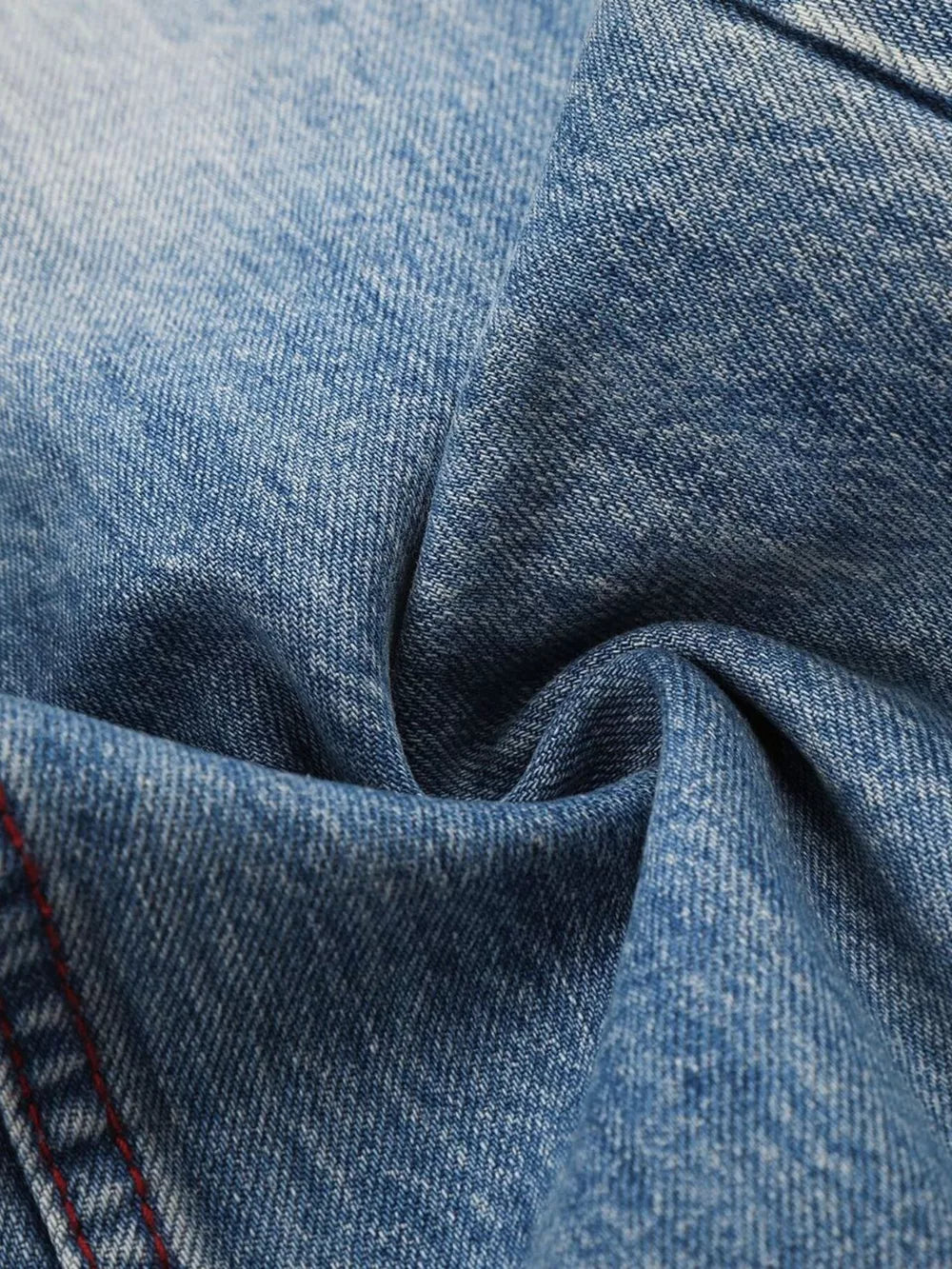 Men's Distressed Wide-leg Jeans in Blue, fabric detail