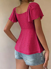 Sweetheart Neck Flutter Sleeve Top, alternate angle