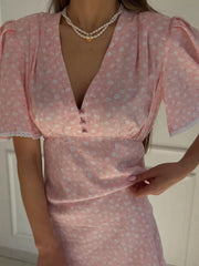 Charming Puff Sleeve Mini Dress With Lace