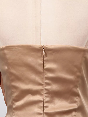 Halter Neck Ruched Maxi Dress in Champagne, editorial view