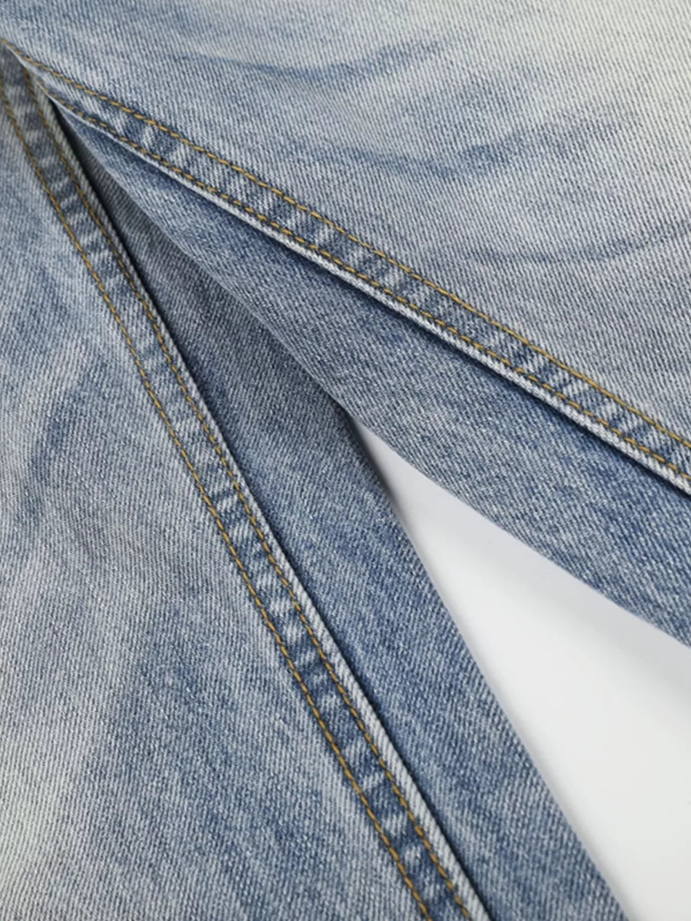 Men S Washed Wide Leg Jeans in Blue, fabric detail
