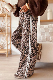 Leopard Print Side Striped Wide Leg Pants, model styling view