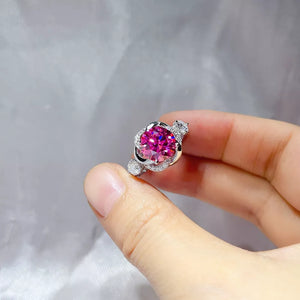 3 Carat Sterling Silver Moissanite Solitaire Ring, side view