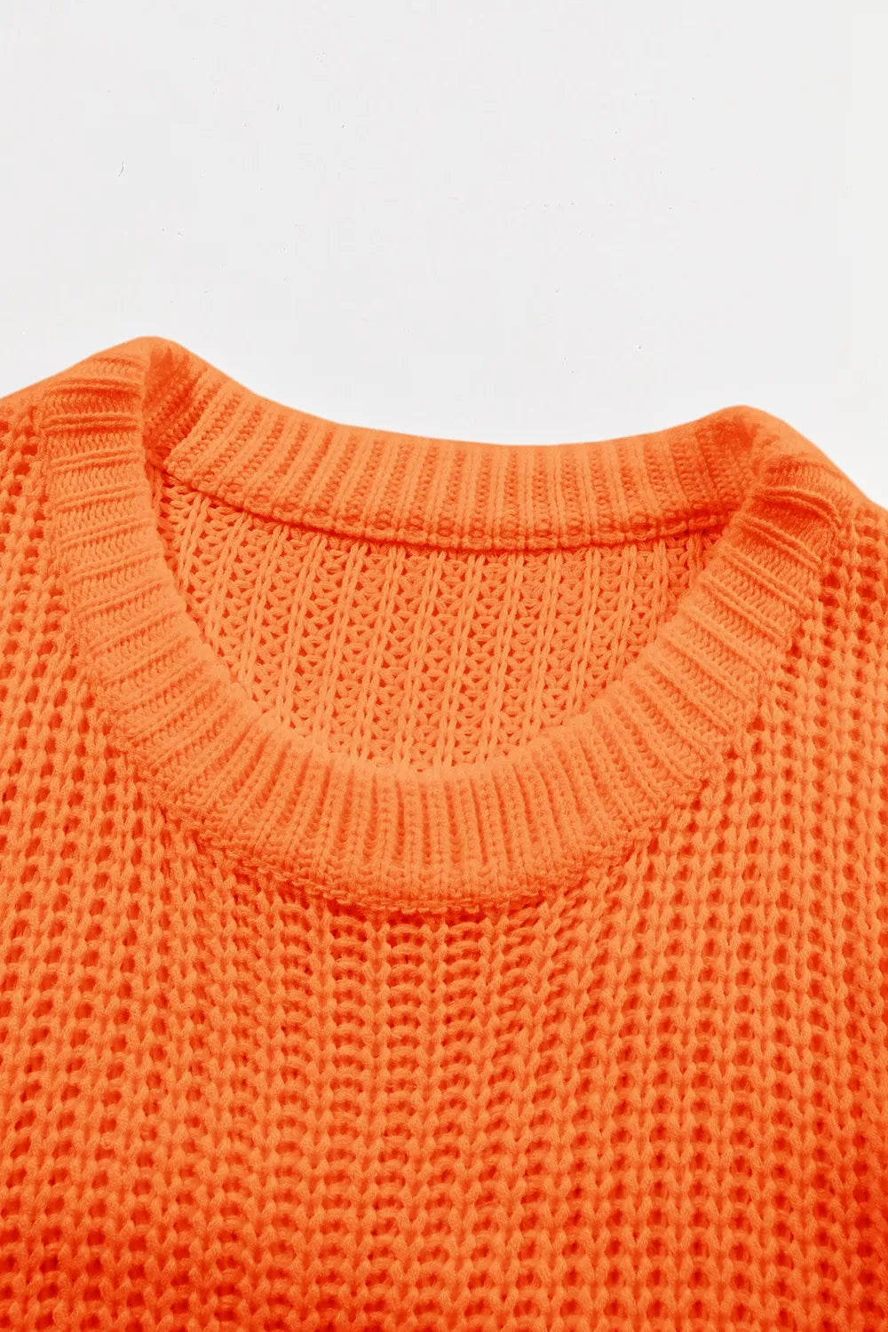 Chunky Knit Dropped Shoulder Sweater in Orange, fabric detail
