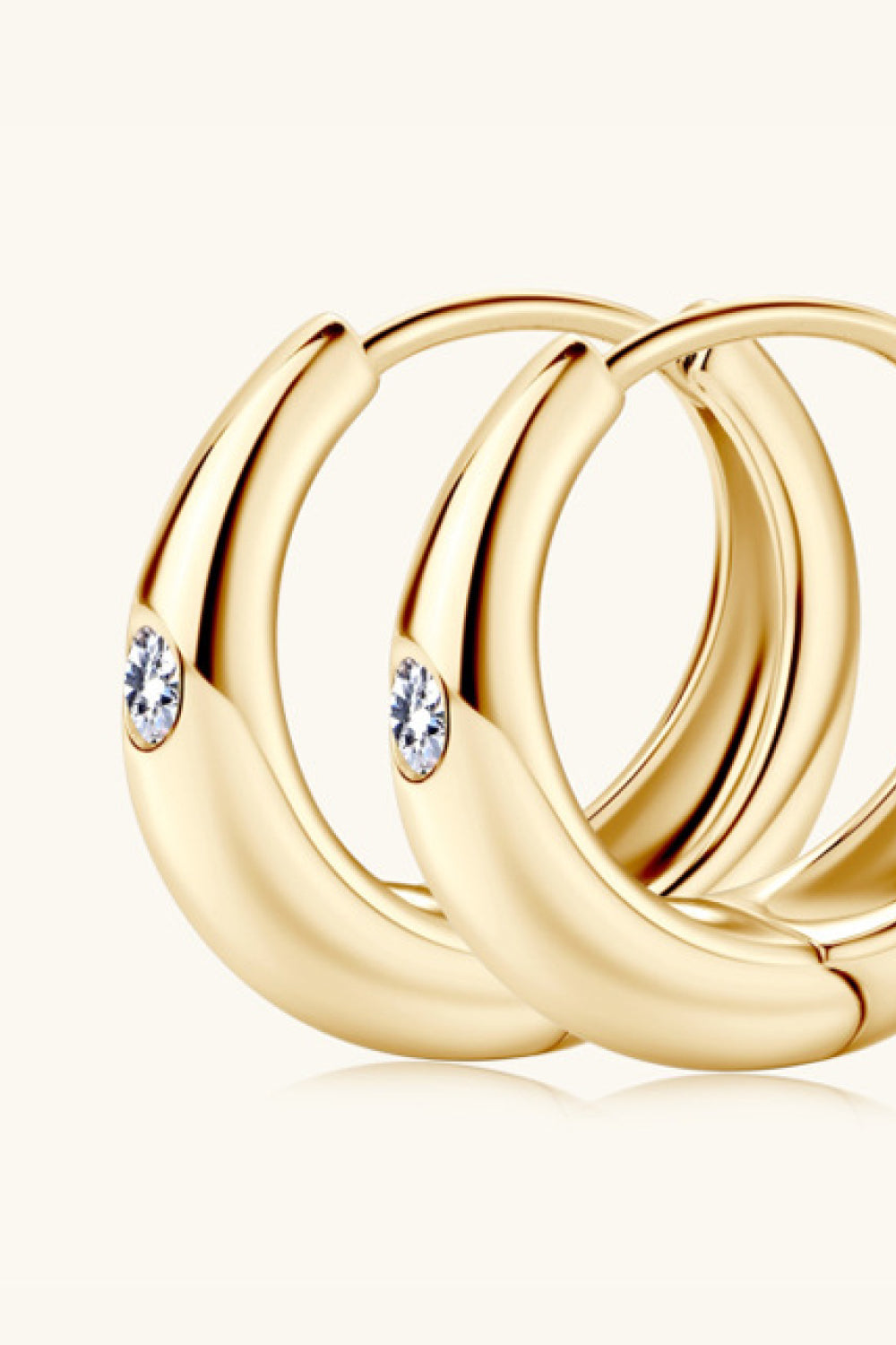Gold hoop earrings with crystal accents, 925 sterling silver, chic casual style