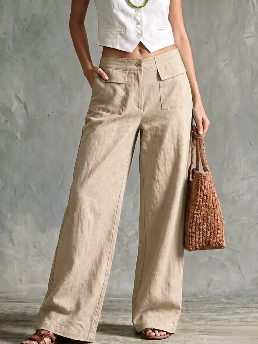 Elevated Wide Leg Pants With Pockets
