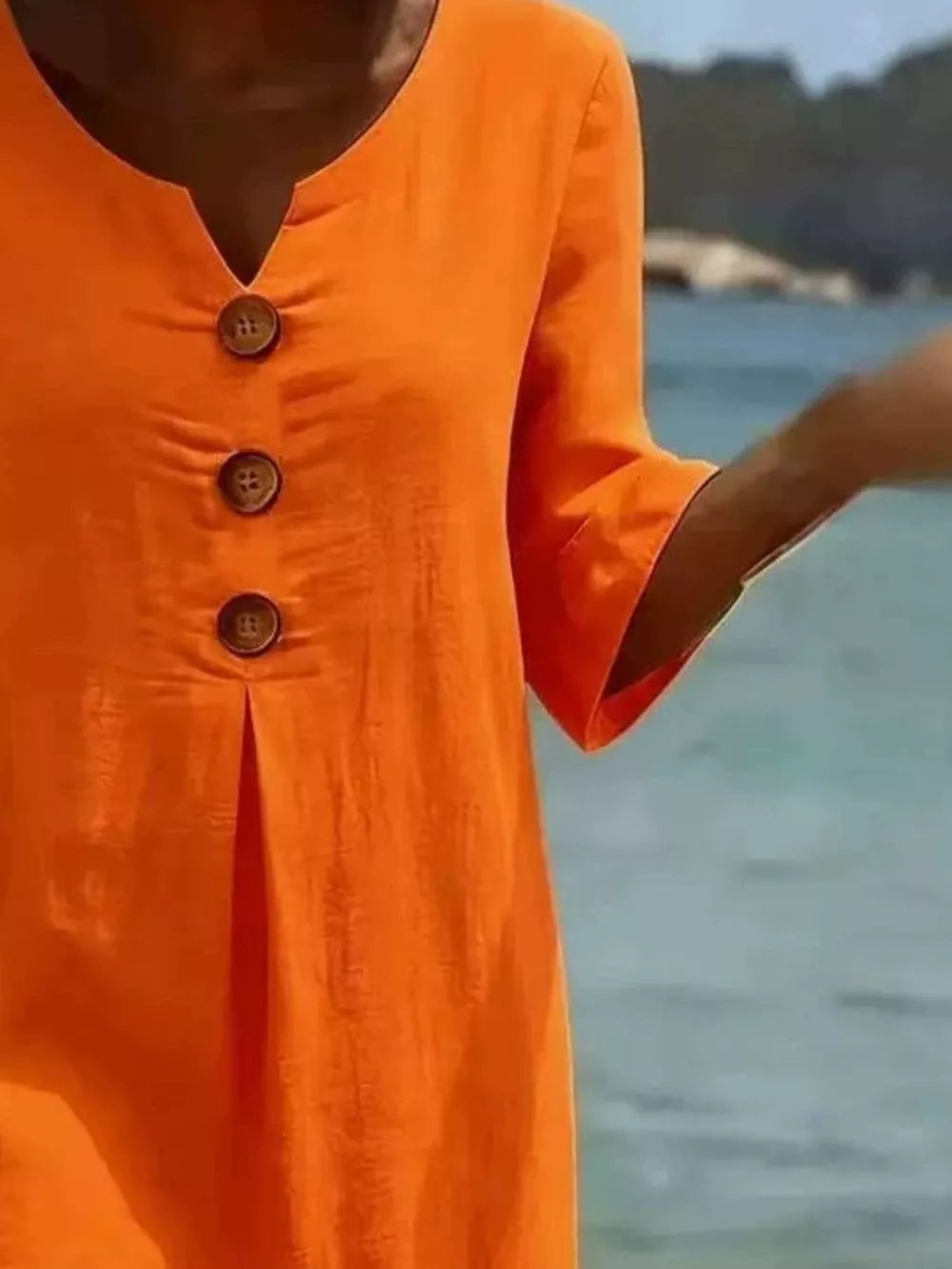 Full Size Casual Button Midi Dress With Ruffle Sleeves in Yellow, view 14