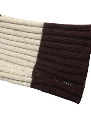 Striped Ribbed Knit Long Sleeve Sweater in Coffee Brown, alternate angle