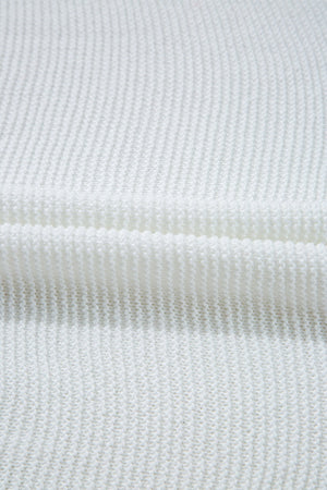 White knit crop top showing textured acrylic fabric detail