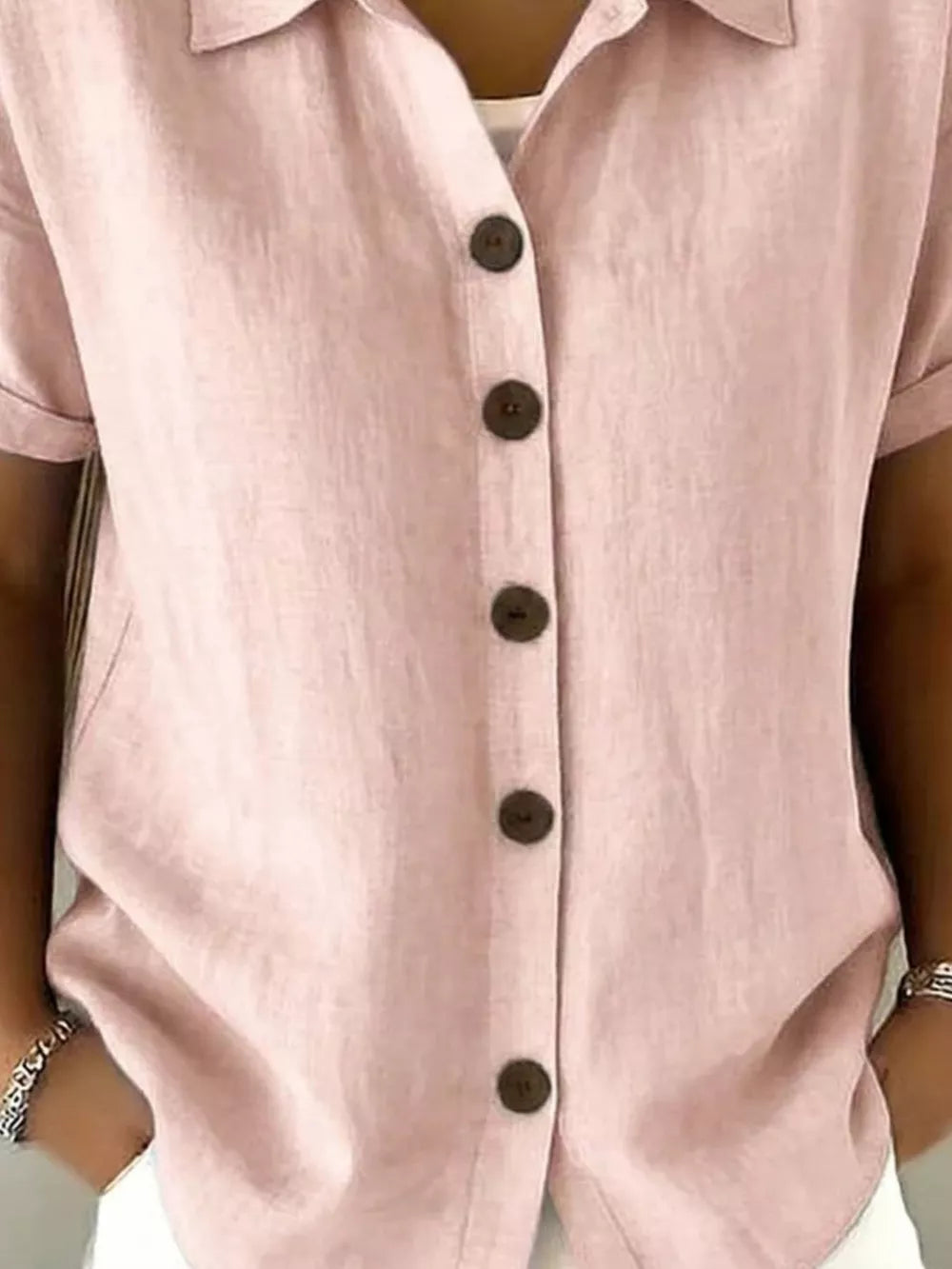 Full Size Button Up Short Sleeve Shirt in Army Green, product detail