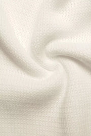 Beige acrylic knit cardigan with V-neck and bow embellishment detail.