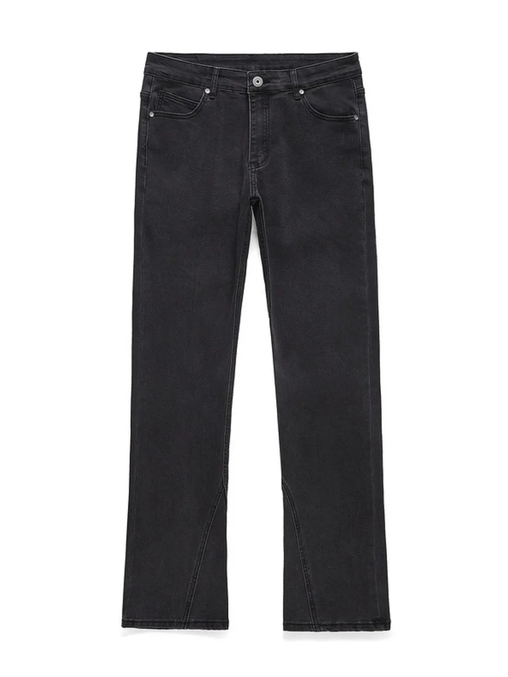 Black wash denim jeans with split hem detail