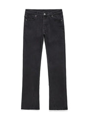 Black wash denim jeans with split hem detail