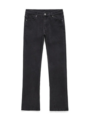 Black wash denim jeans with split hem detail