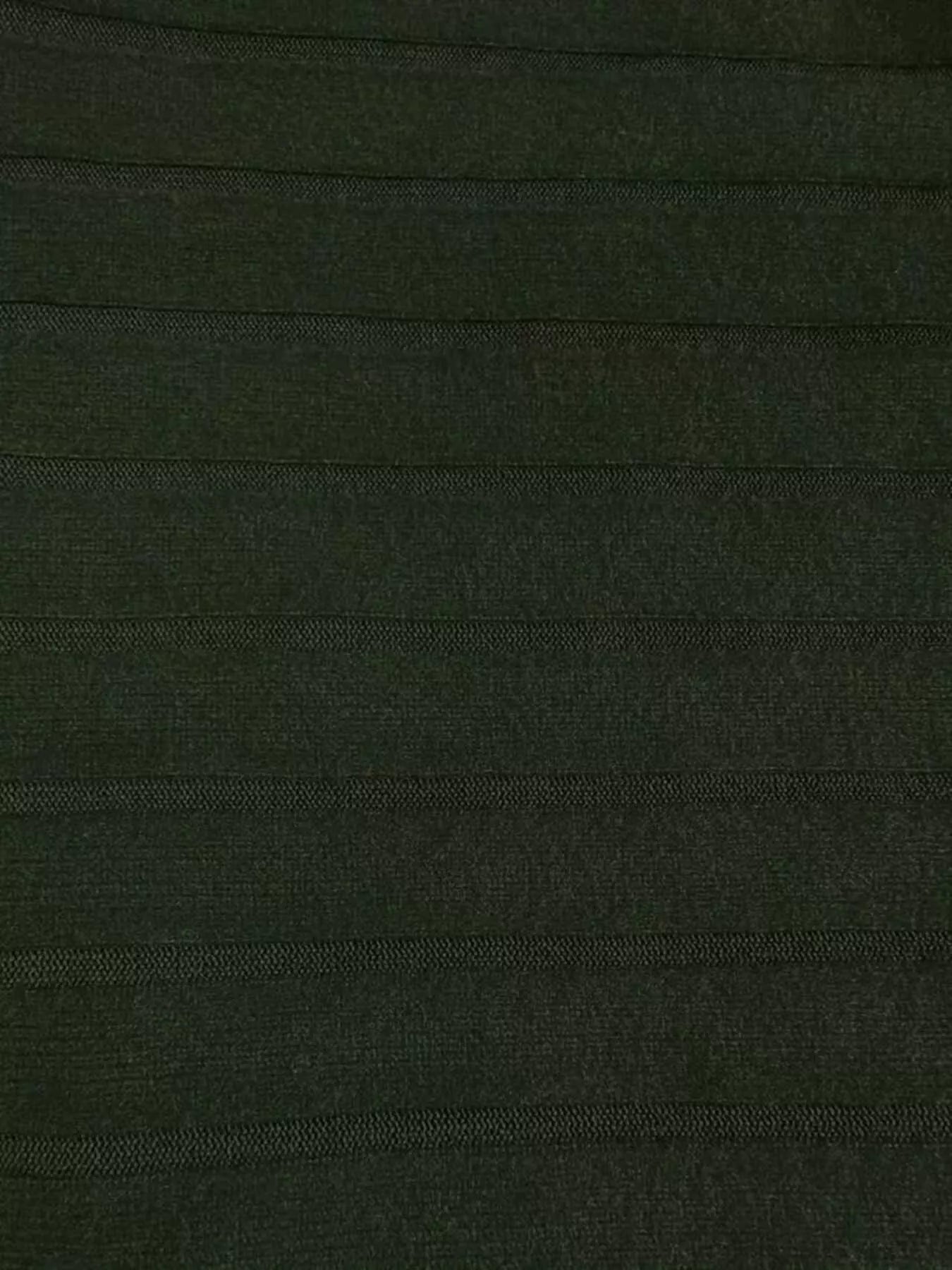 Women's ribbed knit hoodie dress in army green with horizontal texture detail.