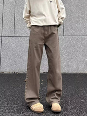 Men's brown wide-leg sweatpants with a relaxed fit and elastic waistband.