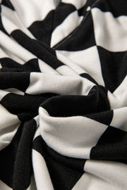 Black and white checkered outfit set fabric detail