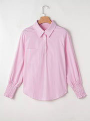 Effortlessly Chic Smocked Cuff Button Shirt