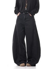 Men's dark wash 100% cotton wide leg jeans with pockets