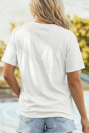 White oversized maternity t-shirt with short sleeves and crew neck, polyester