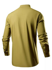 Button-down Slim Fit Long-sleeve Top in Black, side view