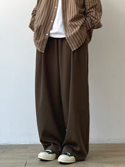 Men's chocolate relaxed fit flowy sweatpants with wide leg and elastic waist.