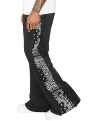 Men's Full Size Side Snap Button Pants Plus Size in Black, fabric detail