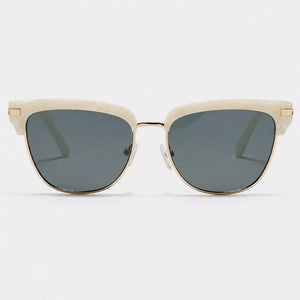 Classic Clubmaster Sunglasses With Gold Accents in Black, alternate angle