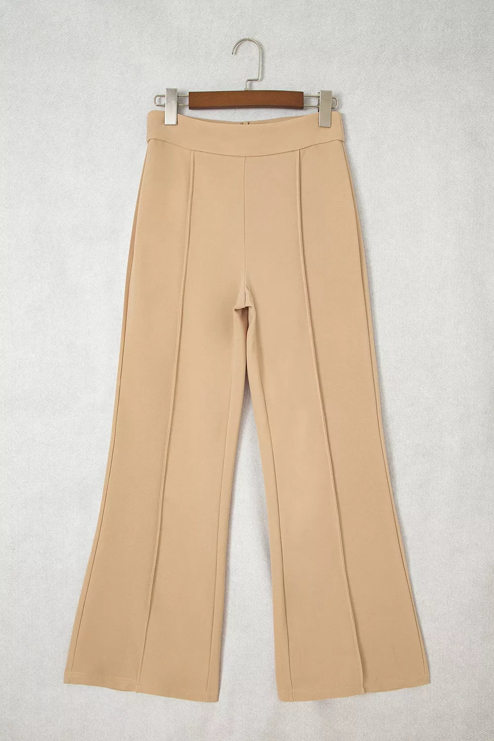High Waist Full Length Regular Fit Pants in Tan, product detail