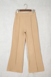 High Waist Full Length Regular Fit Pants in Tan, product detail