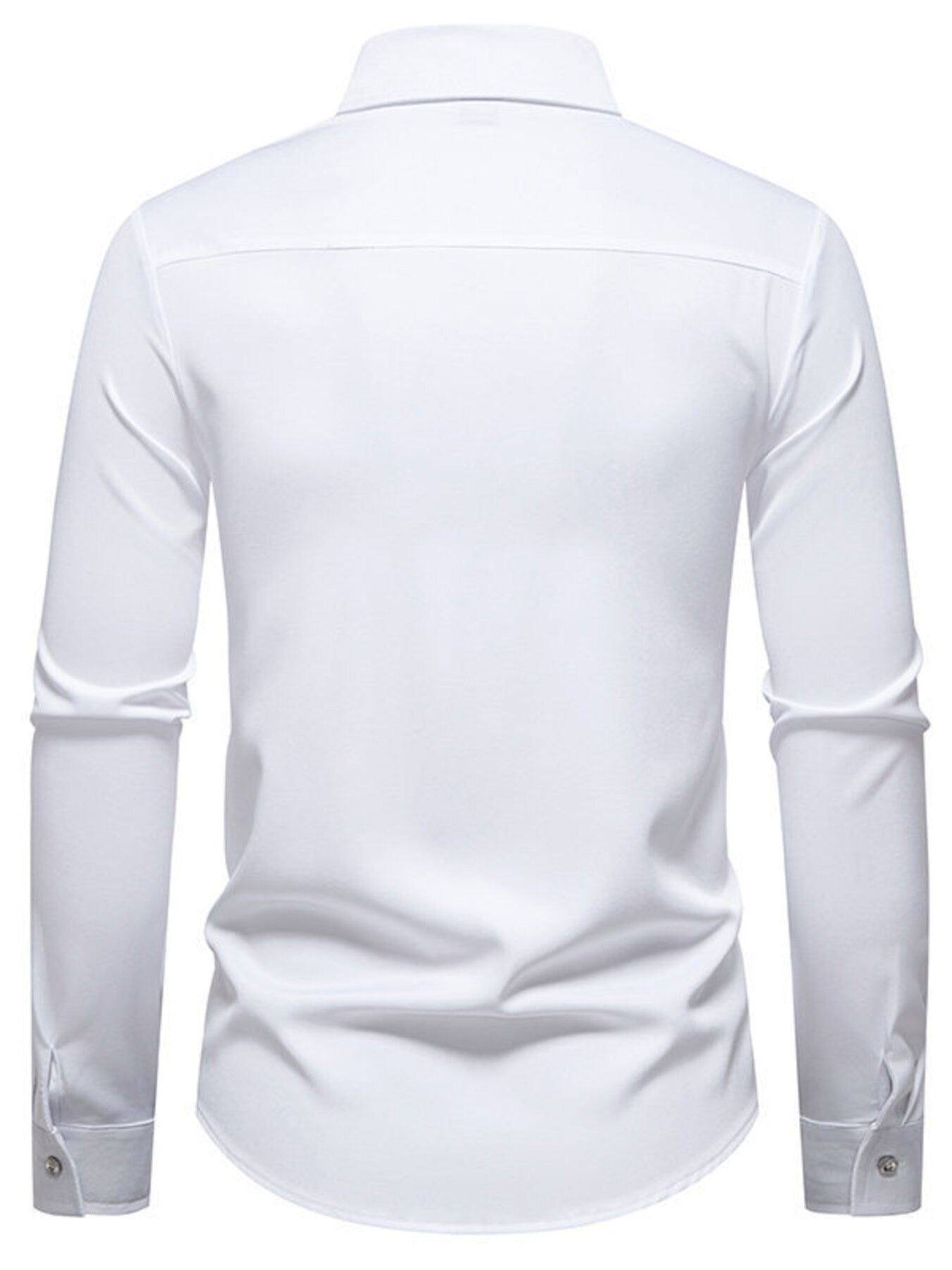 White cotton buttoned slim fit shirt with curved hem