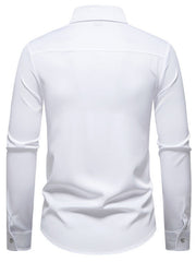 White cotton buttoned slim fit shirt with curved hem
