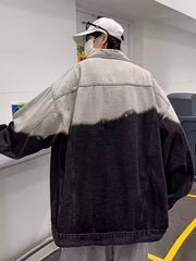 Men's Plus Size Gradient Wash Denim Jacket, model styling view