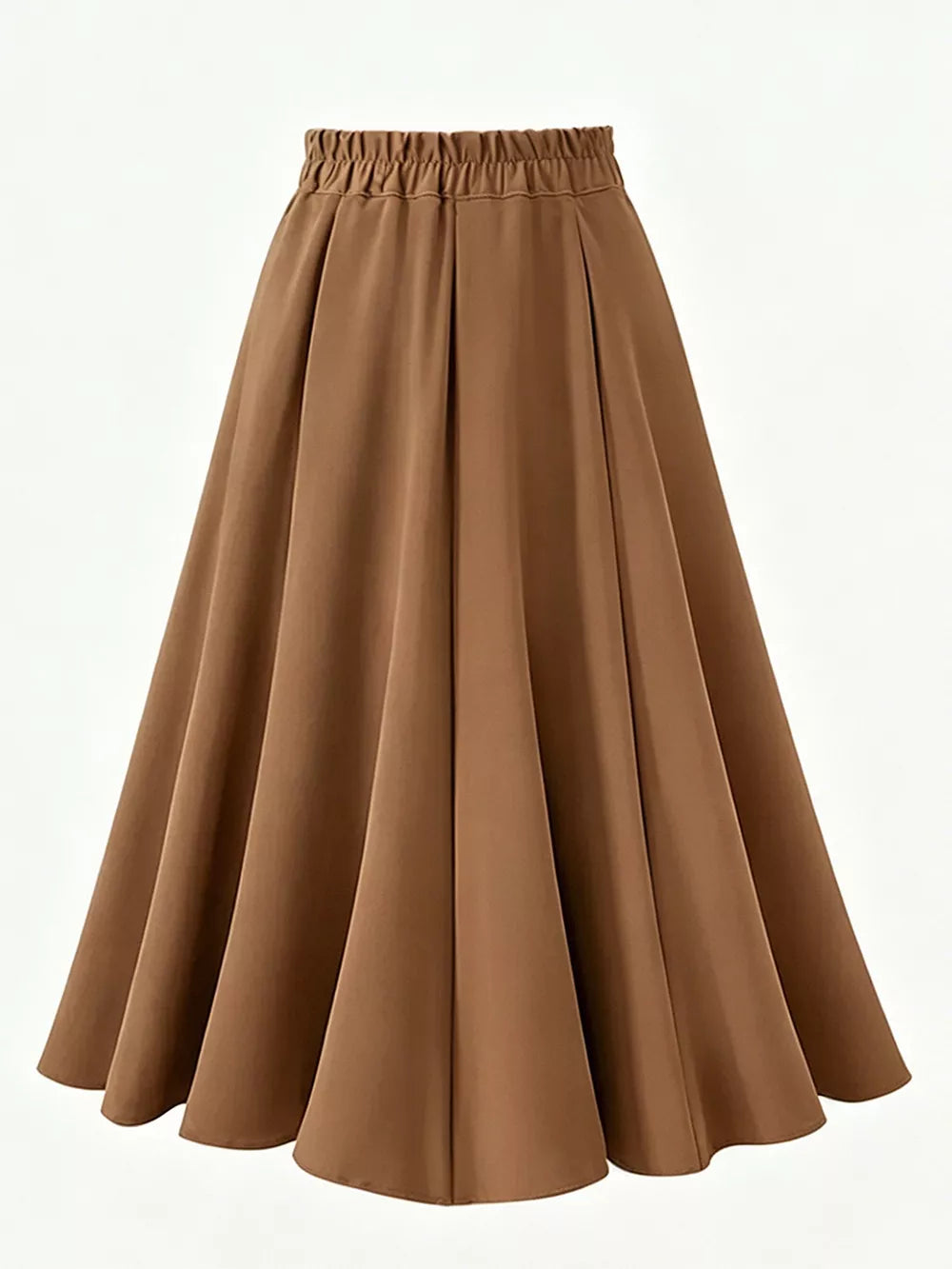 A-line Midi Skirt With Elastic Waistband, editorial view