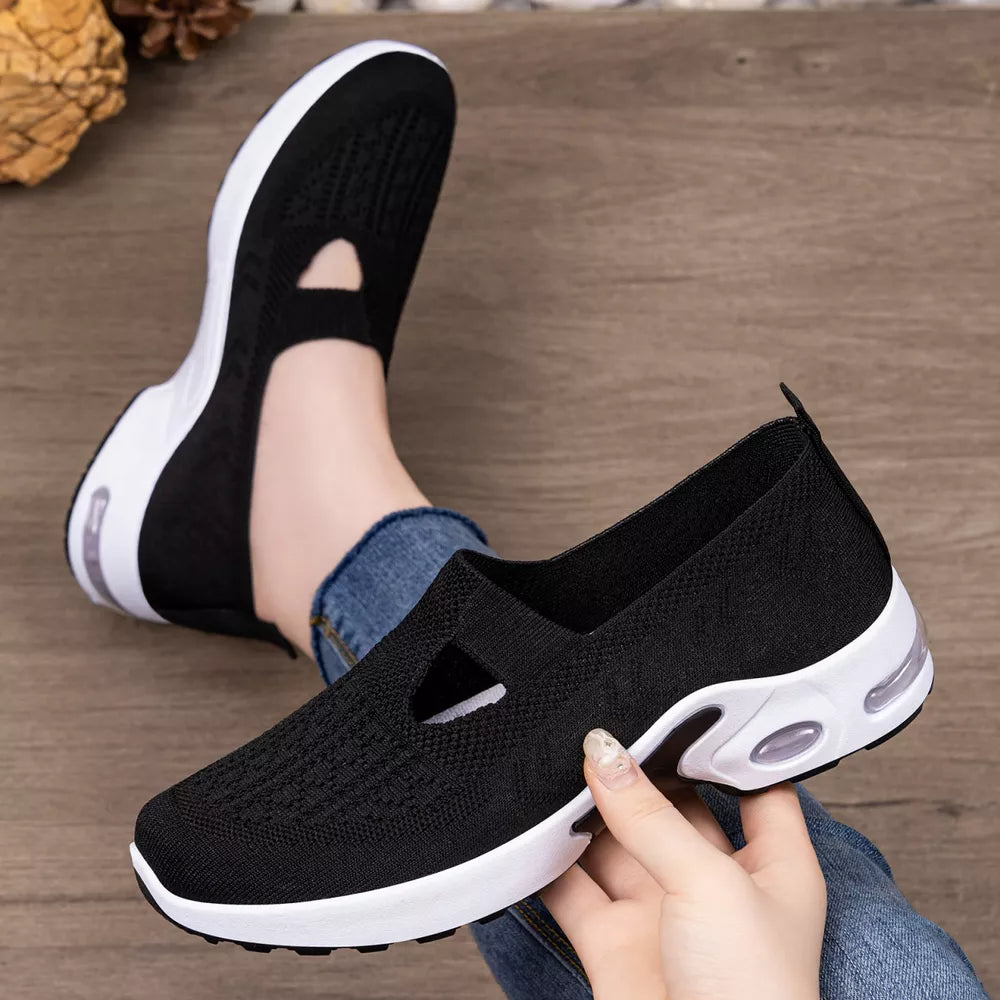 Round Toe Slip-ons in Pink, side view
