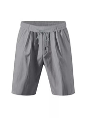 Grey chino shorts with drawstring waist and pockets