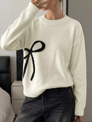 Chic Knit Sweater With Bow Detail