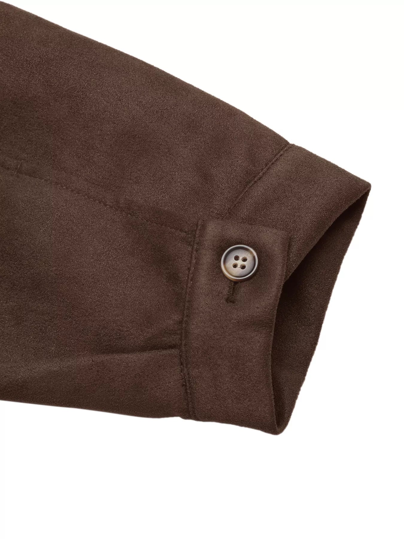Brown long-sleeve jacket cuff with a button detail