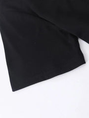 Black t-shirt hem detail with double stitching