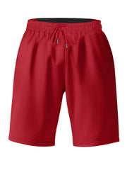 Bright red chino shorts with drawstring waist and pockets.