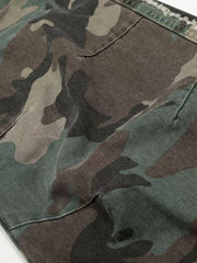 Men's Camouflage Wide-leg Sweatpants in Green Camouflage, back view