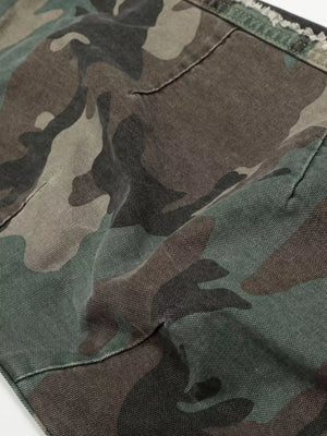 Men's Camouflage Wide-leg Sweatpants in Green Camouflage, back view