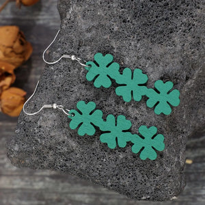 Turquoise clover cascade earrings made of alloy with a boho chic style.