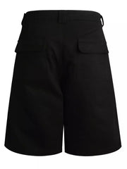 Men's Zipper Detail Wide Leg Capris in Black, close-up detail