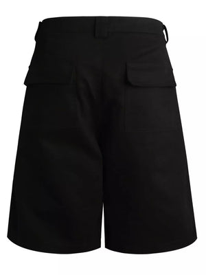 Men's Zipper Detail Wide Leg Capris in Black, close-up detail