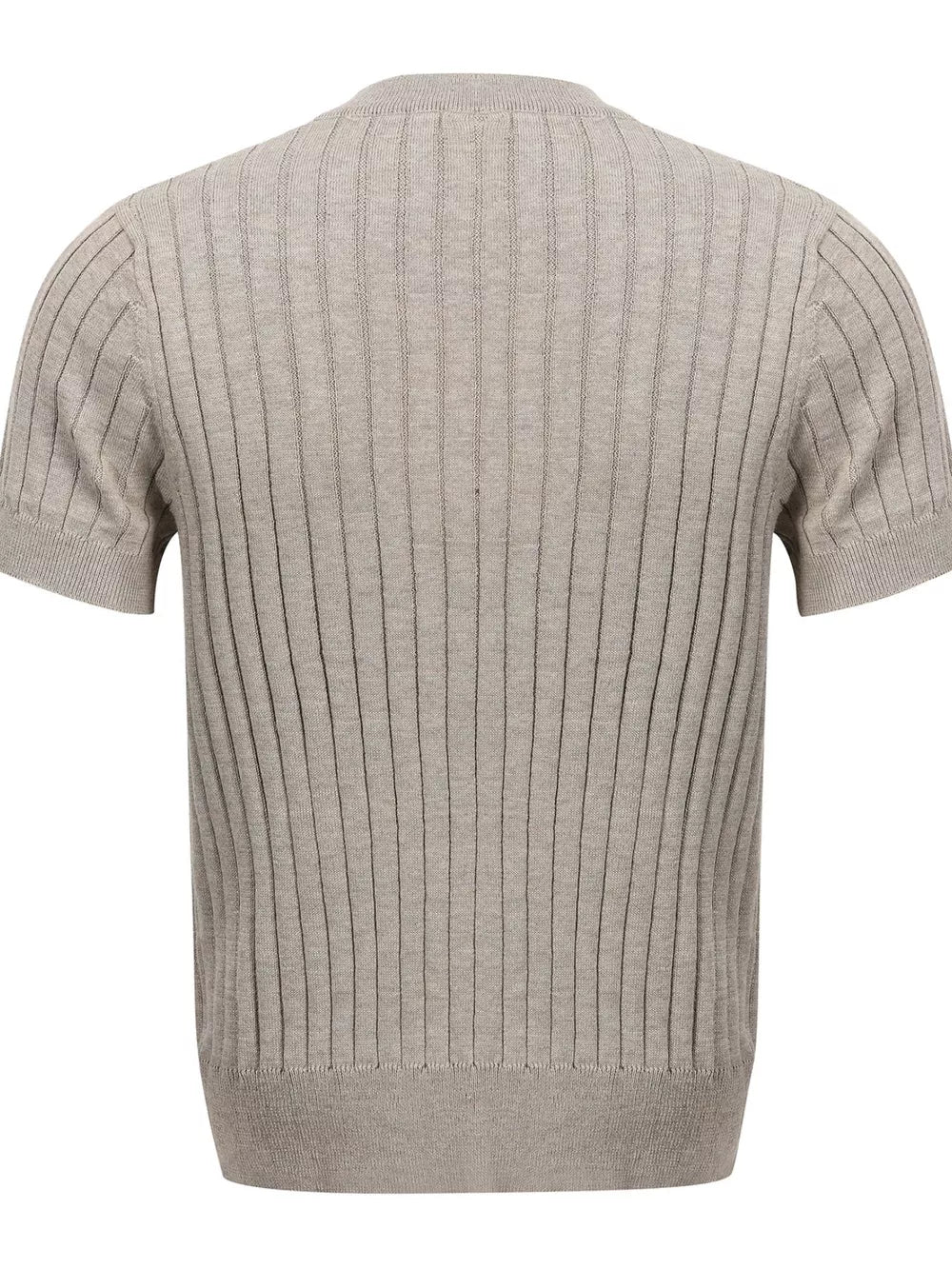 Men's Short Sleeve Ribbed Henley Top in Apricot, fit detail