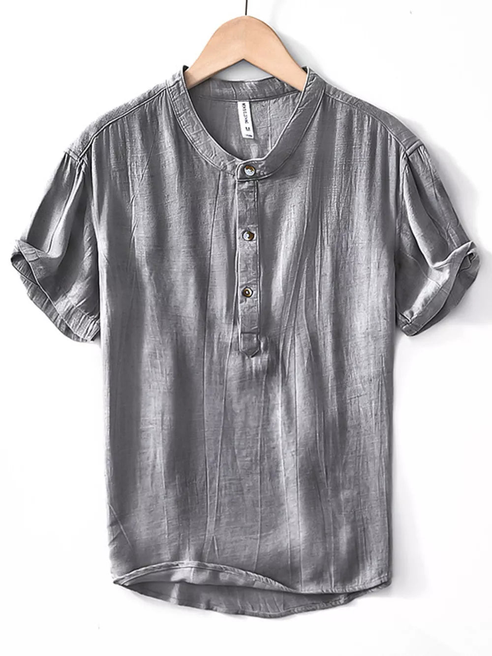 Men's Plus Size Button Detail Short Sleeve Shirt, fit detail