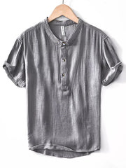 Men's Plus Size Button Detail Short Sleeve Shirt, fit detail