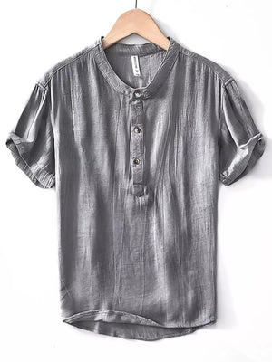 Men's Plus Size Button Detail Short Sleeve Shirt, fit detail
